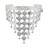 Honbay Belly Dance Hair Hoop Indian Dance Headband Tribal Headband with Bells and Coin Ornaments (Silver)